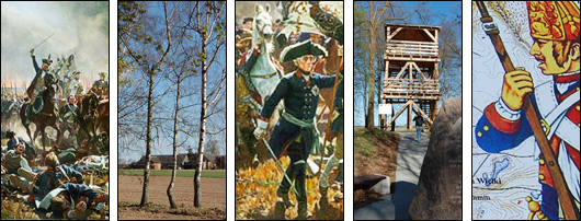 The battle of Zorndorf in contemporary pictures, the battlefield today, observation tower at the Friedrichs Hill